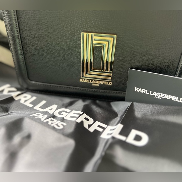 NWT KARL LAGERFELD PARIS Black Simone Flap Crossbody Purse w/ Dust Bag - Picture 14 of 15